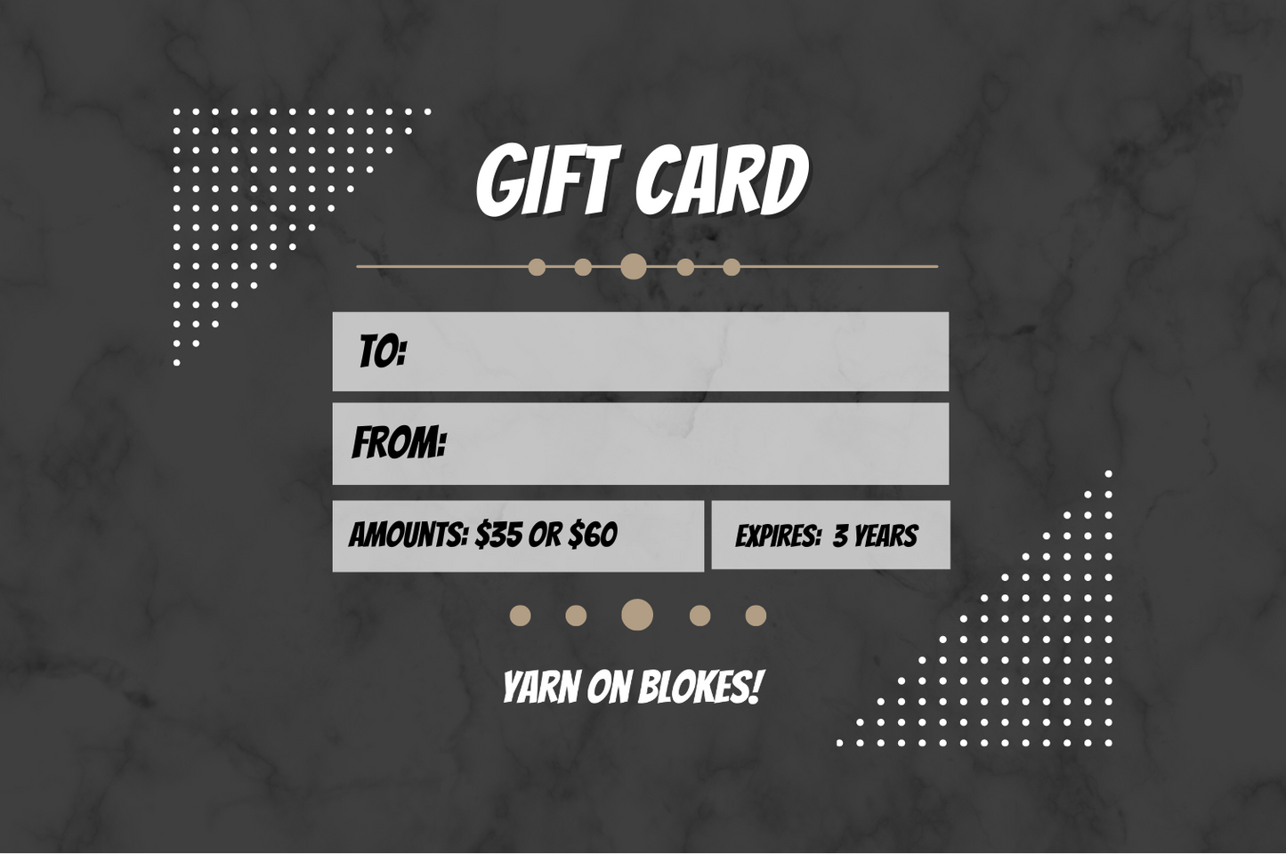 YARN ON BLOKES GIFT CARD